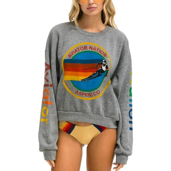 Aviator Nation Tops - Aviator Nation NWOT Aspen Relaxed Crew Sweatshirt In Heather Grey Size XS